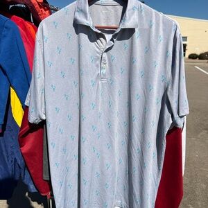 Men's Light Blue Johnnie-O Flamingo Polo Shirt